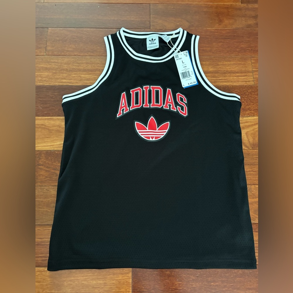 New! adidas Boys' Originals Mesh Tank Top Black Color
